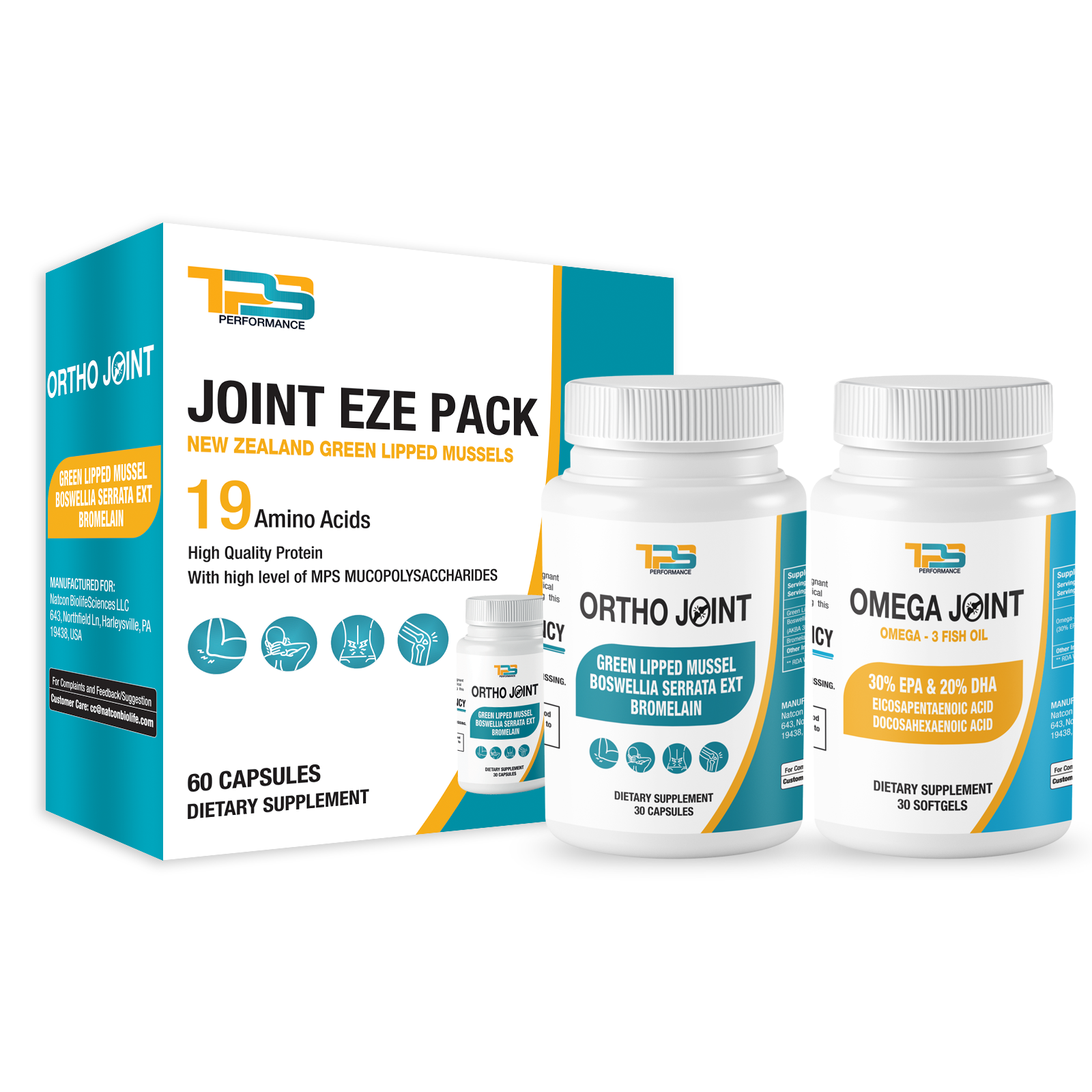 Joint Eze Pack - Joint Pain Relief Supplement | New Zealand Green Lipped Mussel Extract 500mg, Boswellia Extract, Omega-3 Fish Oil Healthy Joints, Bones & Cartilage