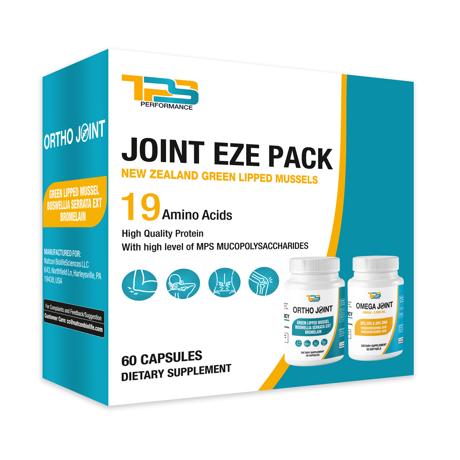 Joint Eze Pack - Joint Pain Relief Supplement | New Zealand Green Lipped Mussel Extract 500mg, Boswellia Extract, Omega-3 Fish Oil Healthy Joints, Bones & Cartilage